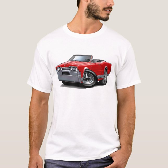 Röd cabriolet 1967 för Olds Cutlass T-shirt (Framsida)