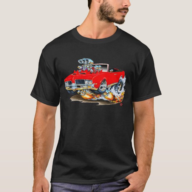 Röd cabriolet 1969 för Olds Cutlass Tee Shirt (Framsida)