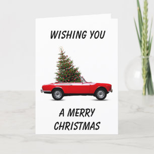 RÖD CABRIOLET-STIL "GLAD JUL" HELGKORT