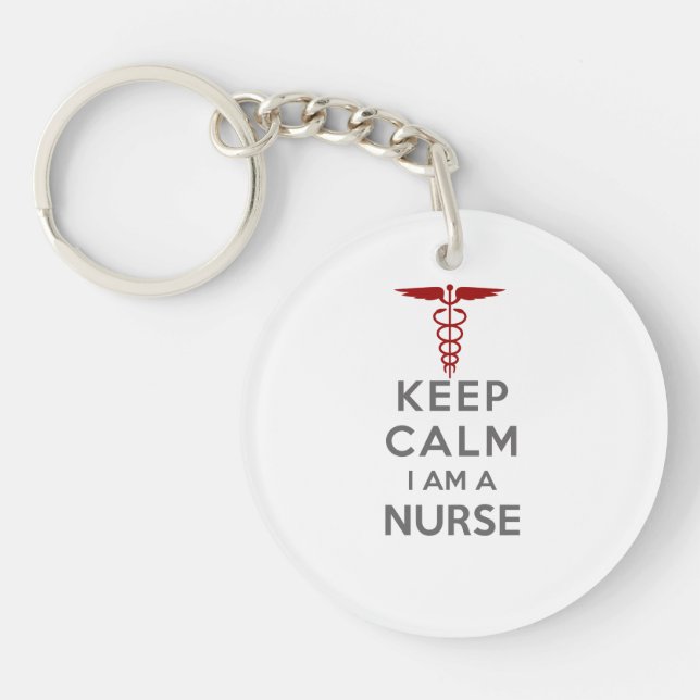 Röd Caduceus Keep Calm Jag är en Sjuksköterska (Framsidan)
