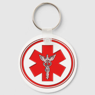Röd Caduceus Nyckelring