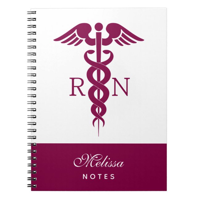 Röd Caduceus Sjuksköterska Anteckningsbok (Framsidan)
