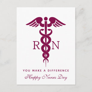 Röd Caduceus Sjuksköterska Vykort