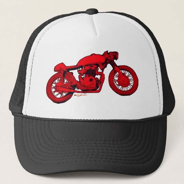 Röd CafeRacer Truckerkeps (Framsida)