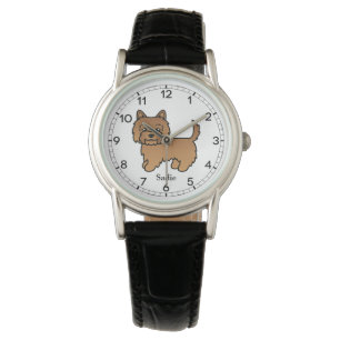 Röd Cairn Terrier Hund Ritning & Anpassat Namn Armbandsur