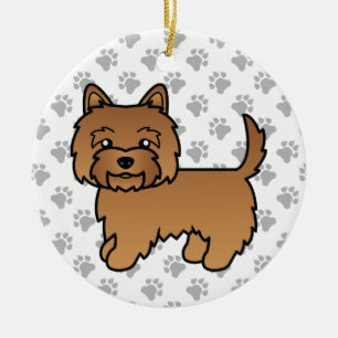 Röd Cairn Terrier Hund Söt Illustration & Tassar Julgransprydnad Keramik