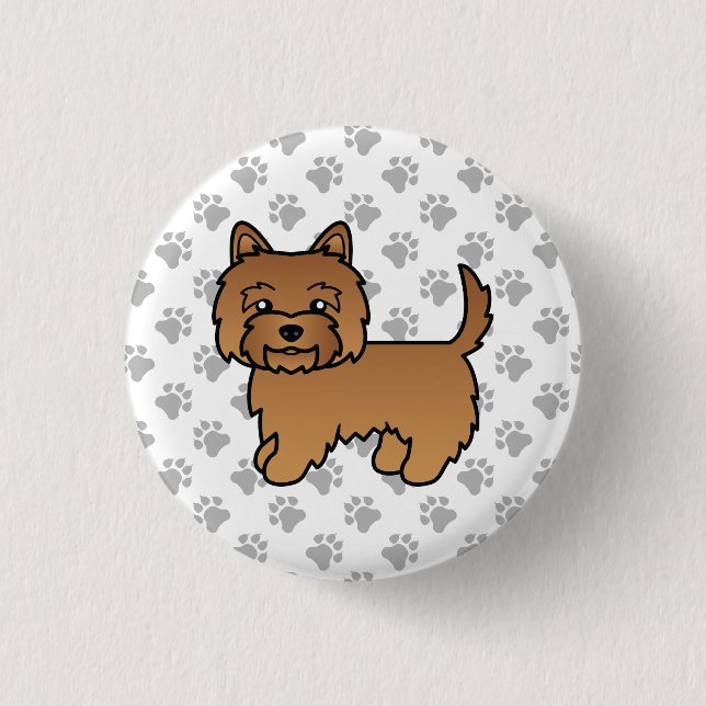 Röd Cairn Terrier Hund Söt Illustration Tassarna Knapp (Framsida)