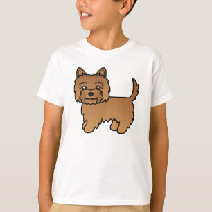 Röd Cairn Terrier Hund Söt Tecknad Design Tee Shirt
