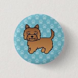 Röd Cairn Terrier Hund Tecknad Illustration På Blå Knapp