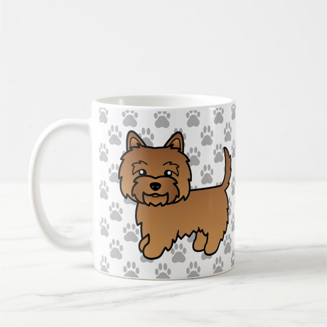 Röd Cairn Terrier Hund Tecknad Illustration & Tass Kaffemugg (Vänster)