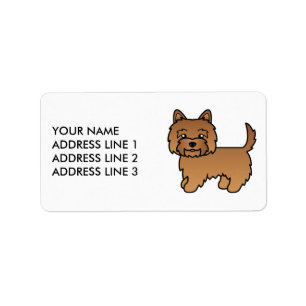 Röd Cairn Terrier Hundillustration Anpassad Text Adressetikett