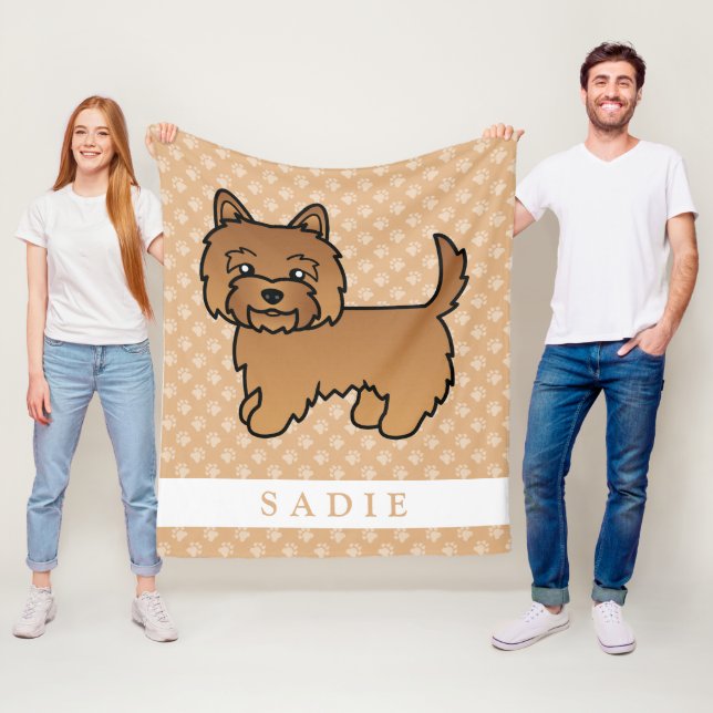 Röd Cairn Terrier Hundillustration & Anpassat Namn Fleecefilt (På plats)