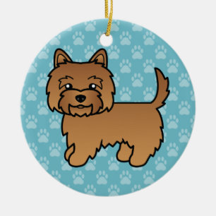 Röd Cairn Terrier Serietecknad Hundillustration På Julgransprydnad Keramik