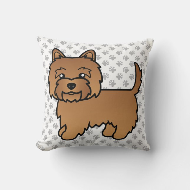 Röd Cairn Terrier Söt Tecknad Hund Kudde (Framsida)