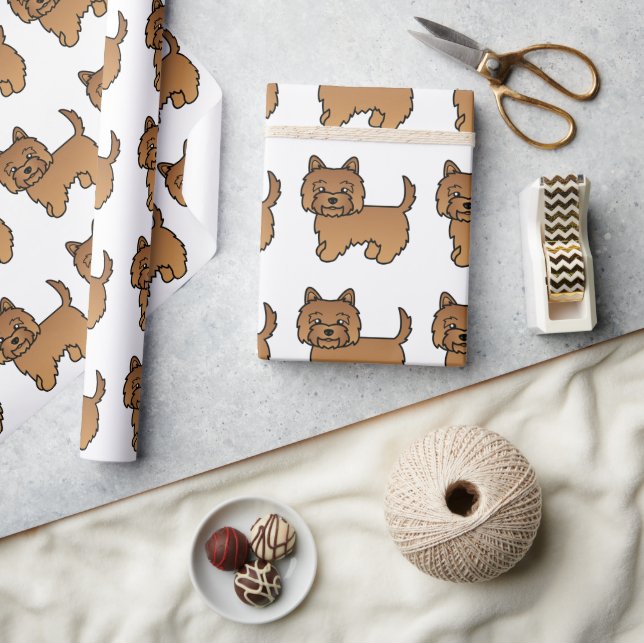 Röd Cairn Terrier Söt Tecknad Hund Mönster Presentpapper (Hantverk)