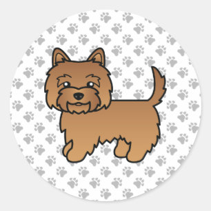 Röd Cairn Terrier Söt Tecknad Hund Runt Klistermärke