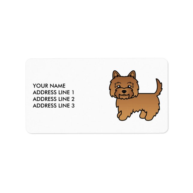 Röd Cairn Terrier Söt Tecknad Hund & Text Adressetikett (Framsidan)