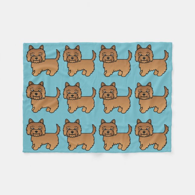 Röd Cairn Terrier Tecknad Hund Design Fleecefilt (Framsidan (Horisontell))