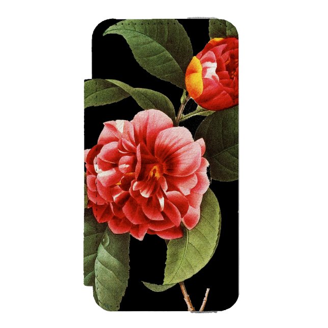 Röd Camellia, 1833 Incipio iPhone Wallet Skal (Folio Framsidan)