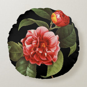 Röd Camellia, 1833 Rund Kudde
