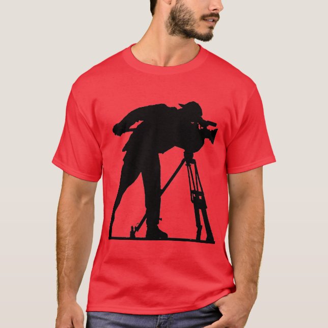 Röd "Cameraman ", Tee Shirt (Framsida)