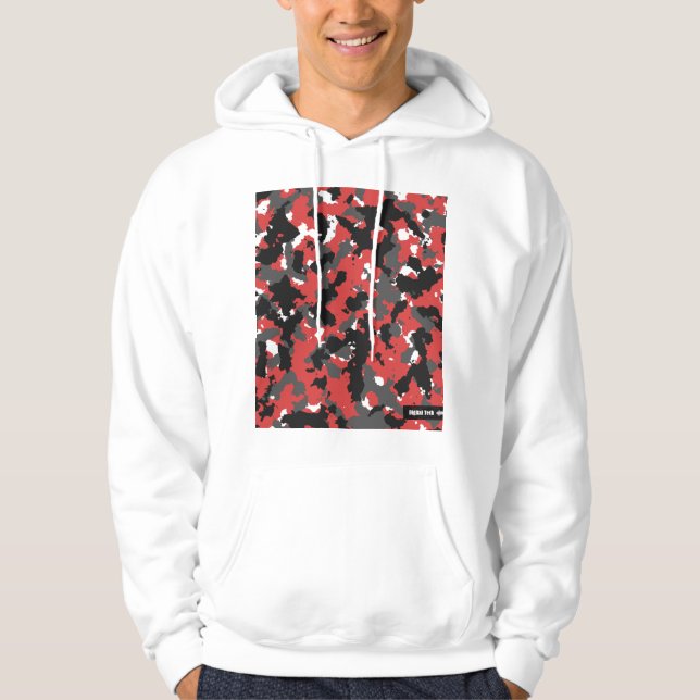 Röd Camo Digital TechHoodie Tröja Med Luva (Framsida)
