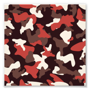 Röd camo kamouflage armé mönster fototryck