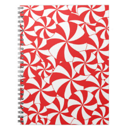 Röd Candy Cane Julutskriftsomslag Notebook Anteckningsbok