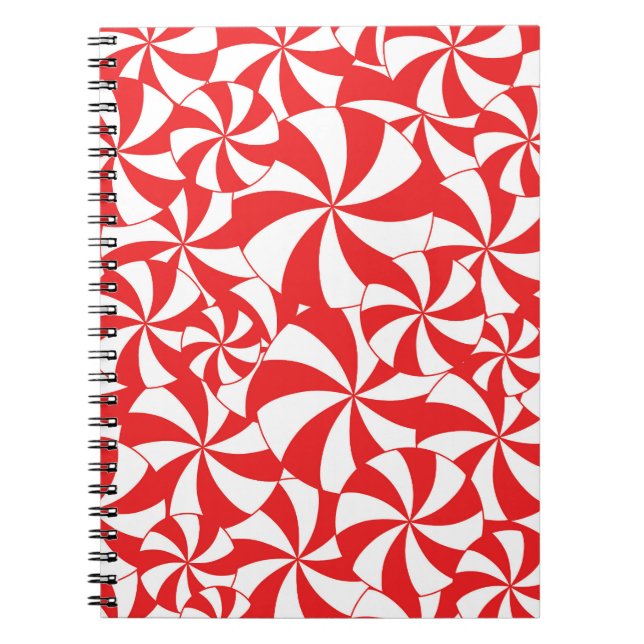 Röd Candy Cane Julutskriftsomslag Notebook Anteckningsbok (Framsidan)