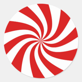 röd candy cane party-platta runt klistermärke