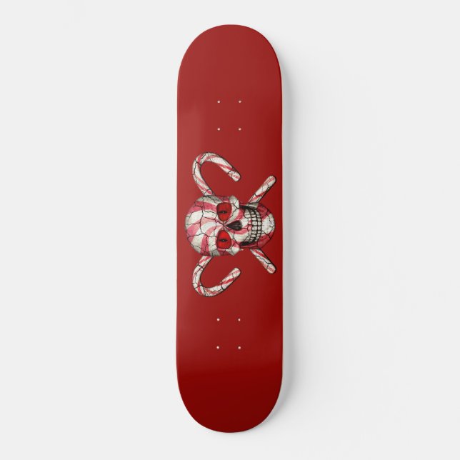 Röd candy canesockerdöskalle skateboard (Framsida)