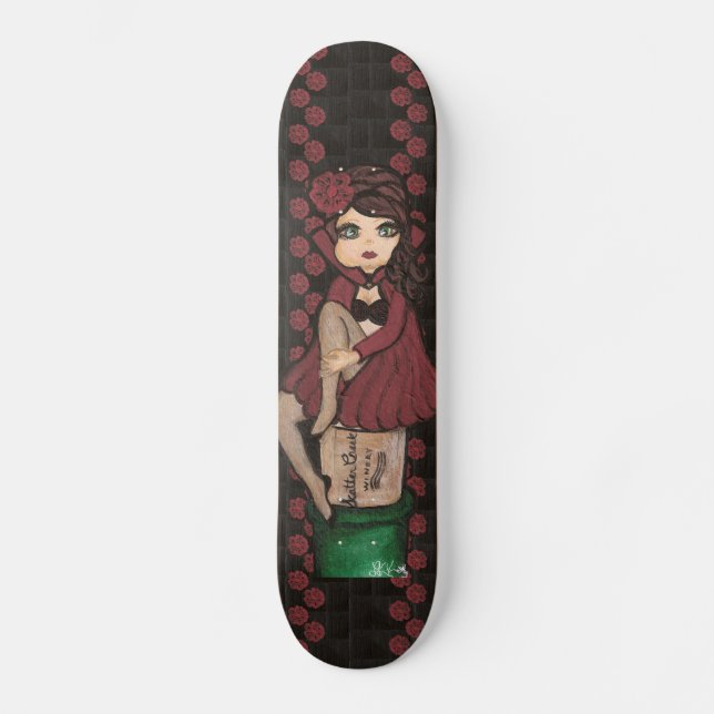 Röd Caped Quantum Cutie Skateboard Bräda 21,5 Cm (Framsida)