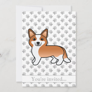 Röd Cardigan Welsh Corgi Hund Födelsedagsfest Inbjudningar