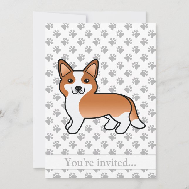 Röd Cardigan Welsh Corgi Hund Födelsedagsfest Inbjudningar (Framsida)