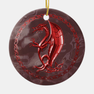 Röd Celtic drake Julgransprydnad Keramik