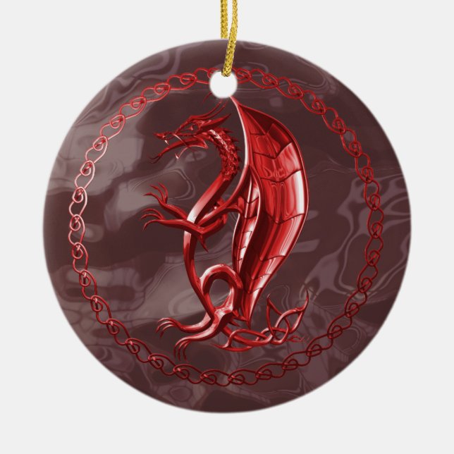 Röd Celtic drake Julgransprydnad Keramik (Framsidan)