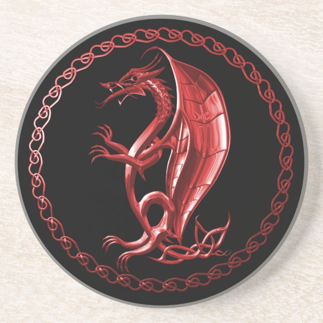 Röd Celtic drake Underlägg Sandsten (Framsidan)