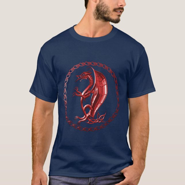 Röd Celtic drakeskjorta T-shirt (Framsida)