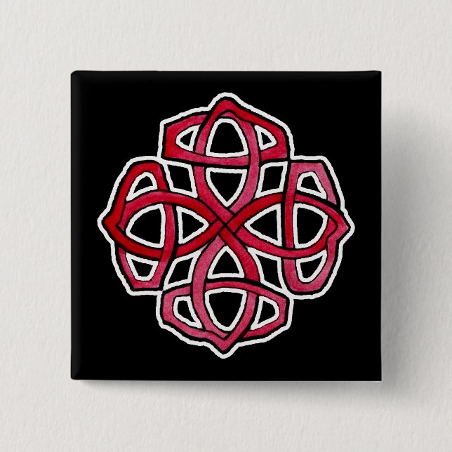 Röd Celtic Knotwork cirklar Knapp (Framsida)