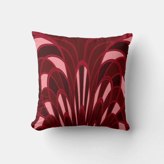 Röd champinjonabstrakt - art déco - kudde (Framsida)