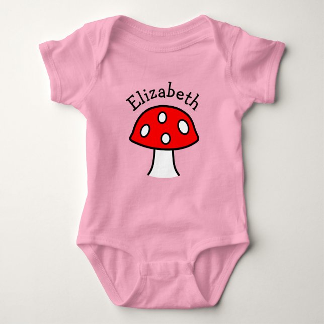 Röd champinjonbabyBodysuit T-shirt (Framsida)