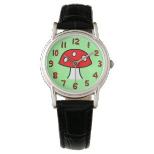 Röd champinjonklocka (vuxen) armbandsur