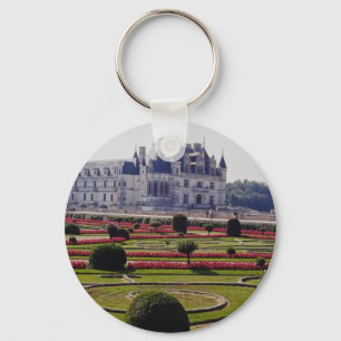 Röd Chateau de Chenonceaux, frankrikeblommor Nyckelring