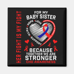 Röd CHD-medvetenhet Baby syster hjärtsjukdom Match Magnet