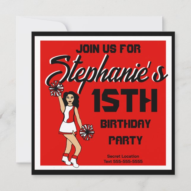 Röd Cheer #2-inbjudan Inbjudningar (Framsida)