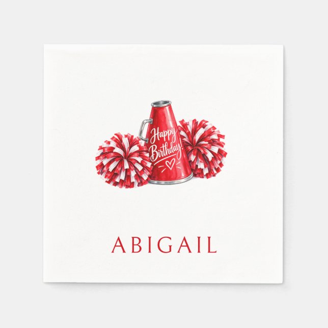 Röd Cheer Glad födelsedag Cocktail Pappersservett (Framsidan)