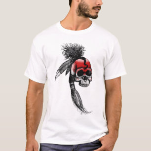 Röd Cherokee skalle T-shirt