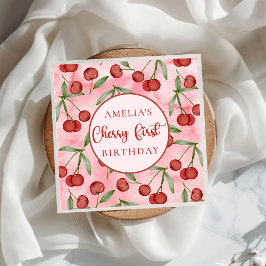 Röd Cherry första födelsedagsår Pappersservett