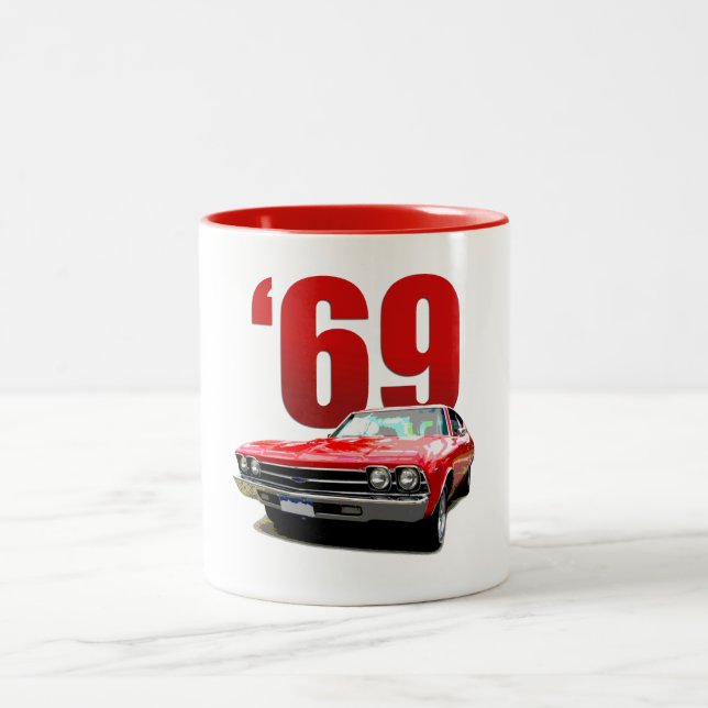 Röd Chevelle coupe 1969 Två-Tonad Mugg (Center)