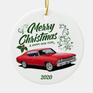 Röd Chevelle Muscle jul 2020 Julgransprydnad Keramik